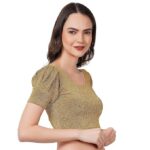 Readymade Shining Lycra Stretchable Round Neck Half Sleeve Blouses || Womens Mettalic Stretchable Readymade Blouses - Image 3