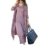Women's Rayon Blend Straight Solid Kurta with Pant & Dupatta