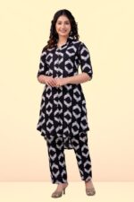 Women's Printed Black Cord-Set Kurta with Pant, Easy to Wear, Lightweight, Breathable, Stylish & Comfortable, All-Day Comfort and Durability_S - Image 3
