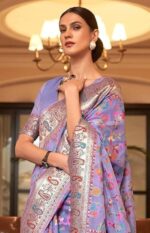 Women's Kanjivaram Pure Soft Silk Handloom Saree Pure Golden Zari With Blouse Piece - Image 2