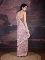 Women's Net Embroidery Sequin work Saree with Blouse Piece - Image 2