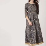 Blue Printed Chanderi Silk Kurta