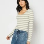 Women Striped Crop Fit Top