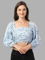 Crop Top for Women Western Wear Sky Blue Regular Price - Image 3