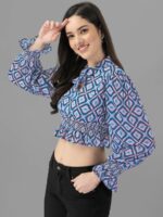 Crop Tops for Women Western Wear Blue - Image 4